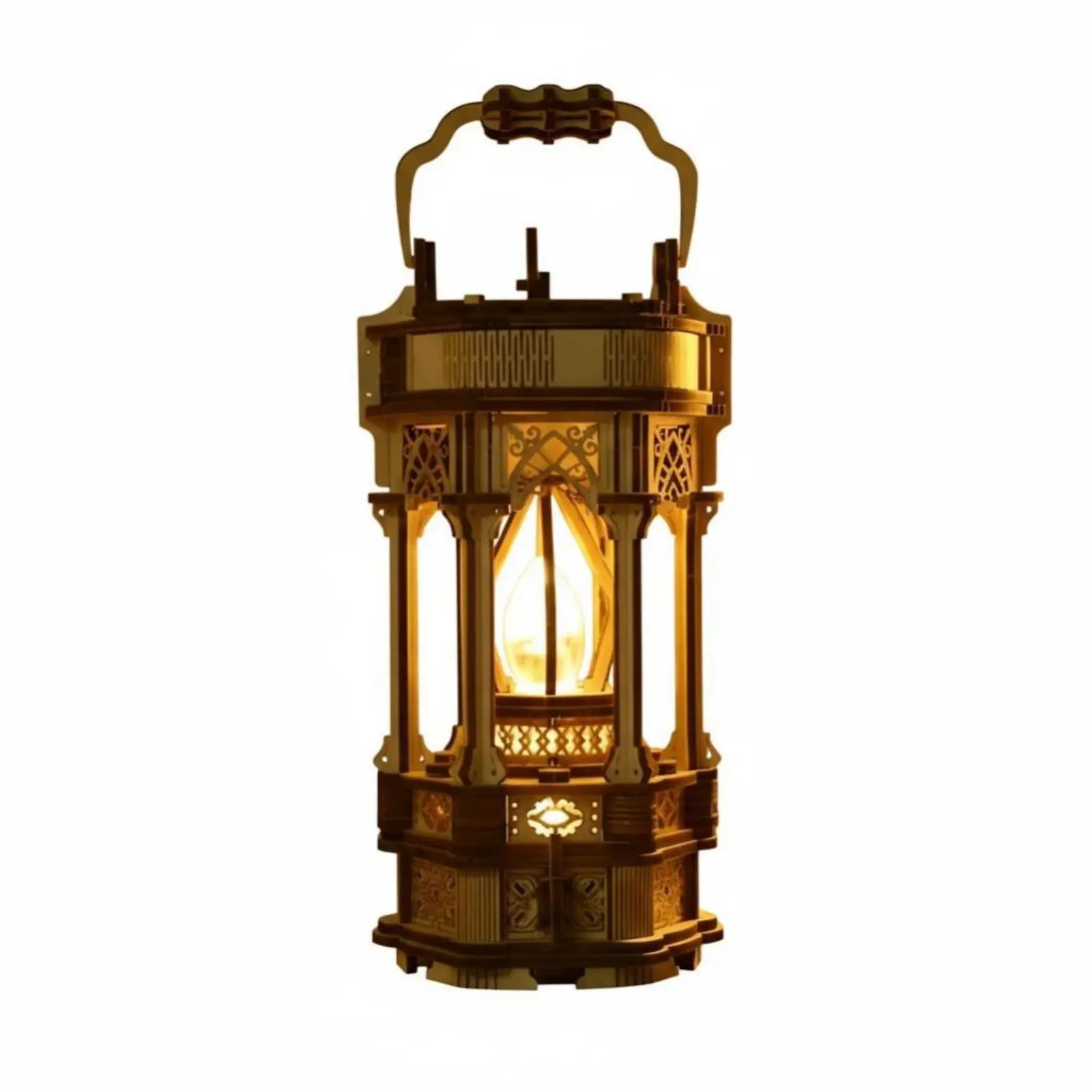 

Three-Dimensional Lantern Model Kit, Vintage Wooden Handheld Light, DIY Assembly, Multifunctional Night Light for Adults