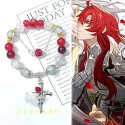 Honkai: Star Rail Argenti Cosplay Unisex Bracelet Crystal Chain Bangles Jewelry Beads Bracelets Pendant Accessories Xmas Gift