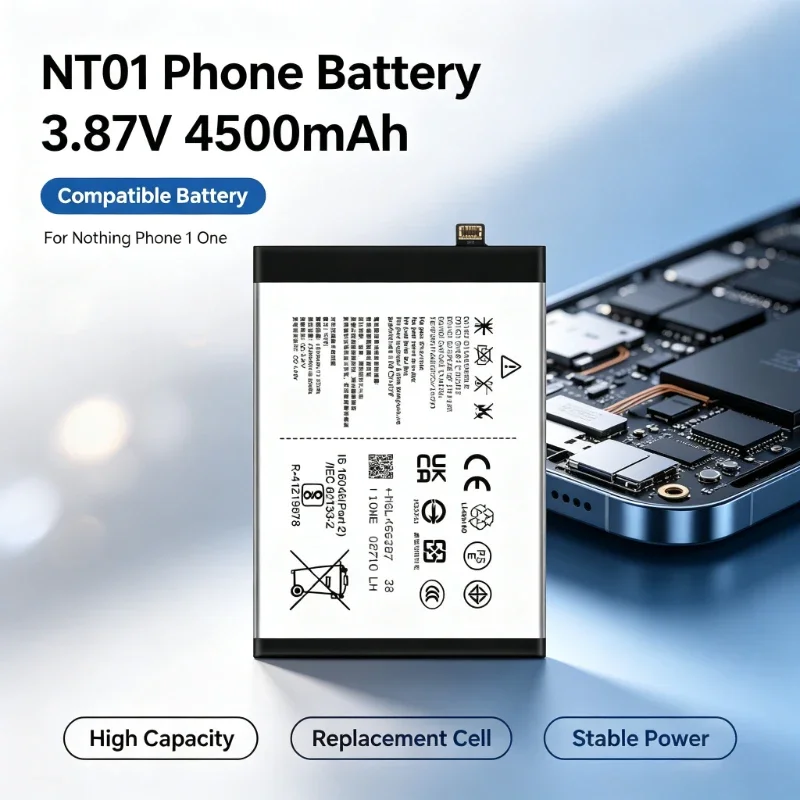 NT01 3.87V 4500mAh 17.42Wh Replacement Phone Li-in Battery for Nothing Phone 1 One High-Capacity Mobile Phone Battery