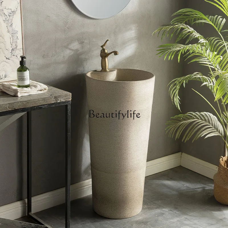 

Outdoor garden column washbasin Outdoor integrated floor-to-ceiling stone washbasin