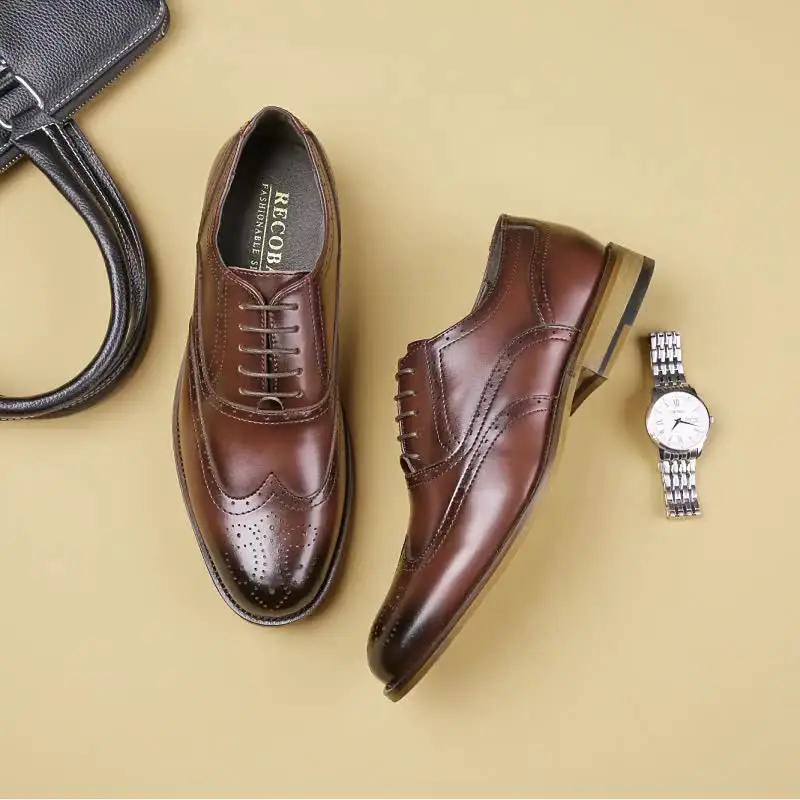 

DESAI Autumn New Genuine Leather Business Dress Shoes Men Carved Brock Men's Shoes Leather Office Gentleman Oxfords Shoe