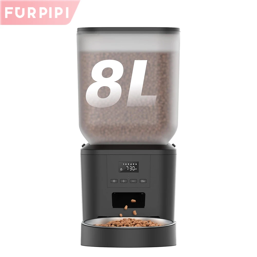 Automatic Dog Feeder with Key Control Furpipi Manufacture User-Friendly Time Setting Food Feeder Dispenser for Pets Dogs Cats