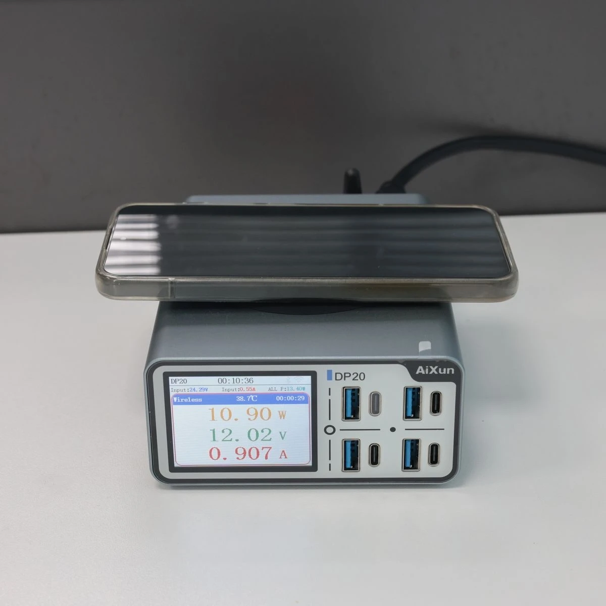 شاحن ذكي Aixun DP20 بقدرة 200 وات - شاشة 15 وات لاسلكية 2.4 بوصة عالية الدقة وشحن سريع متعدد المنافذ لهاتف IPhone/Android PD/QC WiFi/Bluetooth #4