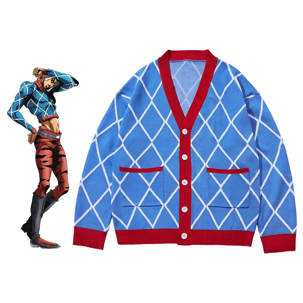 Adventure Guido Mista Cosplay Costume Cardigan Sweater Guido Mista Jacket Coat Halloween Set For Adult