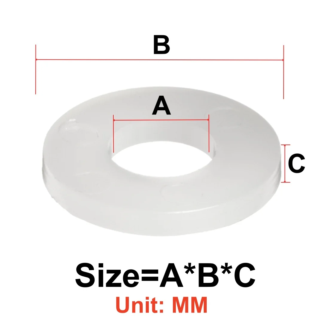 500/1280 Pcs White & Black Nylon Washers PA66 Insulation Spacers Screw Bolt Fasten Kit M2 M2.5 M3 M4 M5 M6 M8 M10
