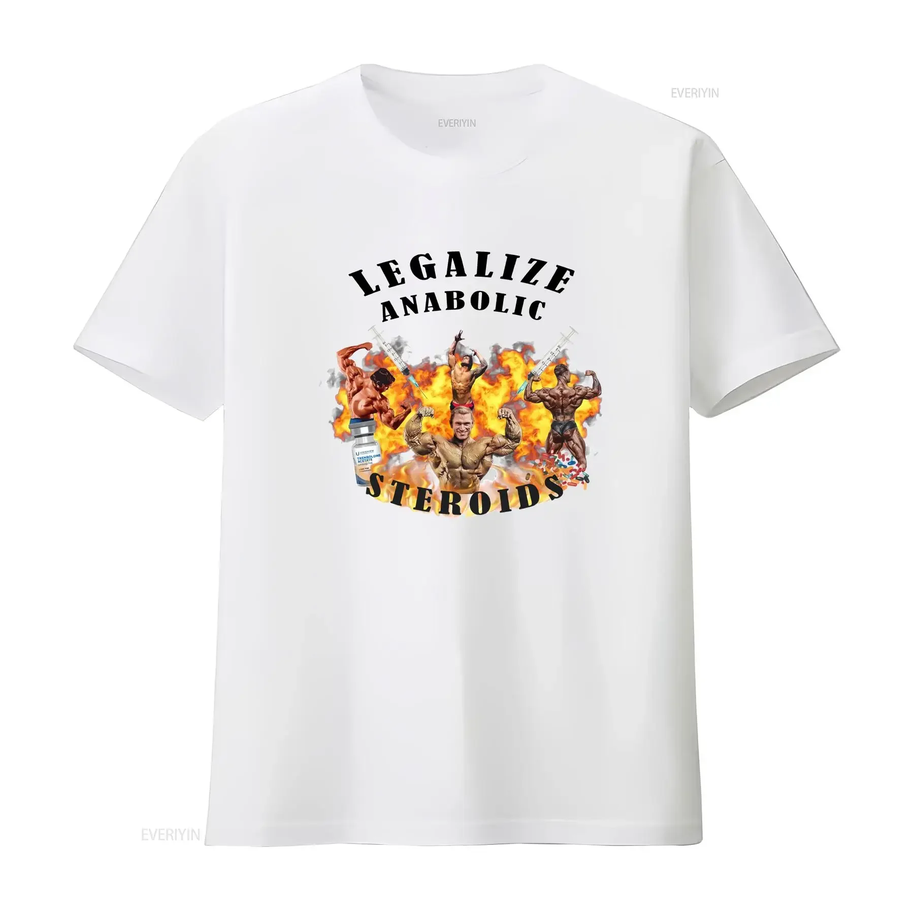LEGALIZE ANABOLIC STEROIDS T shirt vintage Washed Versatile streetwear Unisex Casual Slightly Breathable Stretched graphic Soft