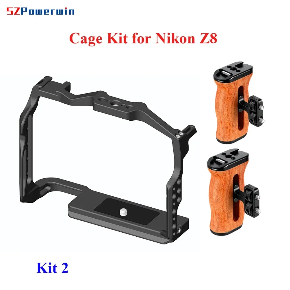 Powerwin for Nikon Z8 Camera Cage Kit Stabilizer Rig Protective Extension Frame Gimbal Arri Locating Screw Wooden Handle