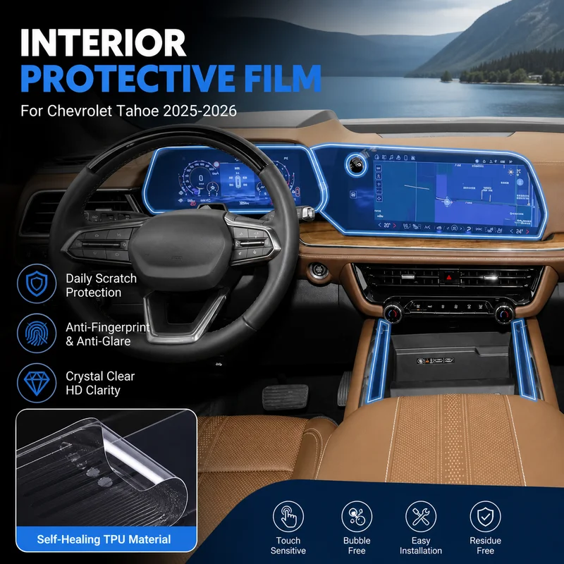 For Chevrolet Tahoe 2025-2026 Interior Protective Film, Dashboard Navigation Screen Protector, Center Console Sticker Trim