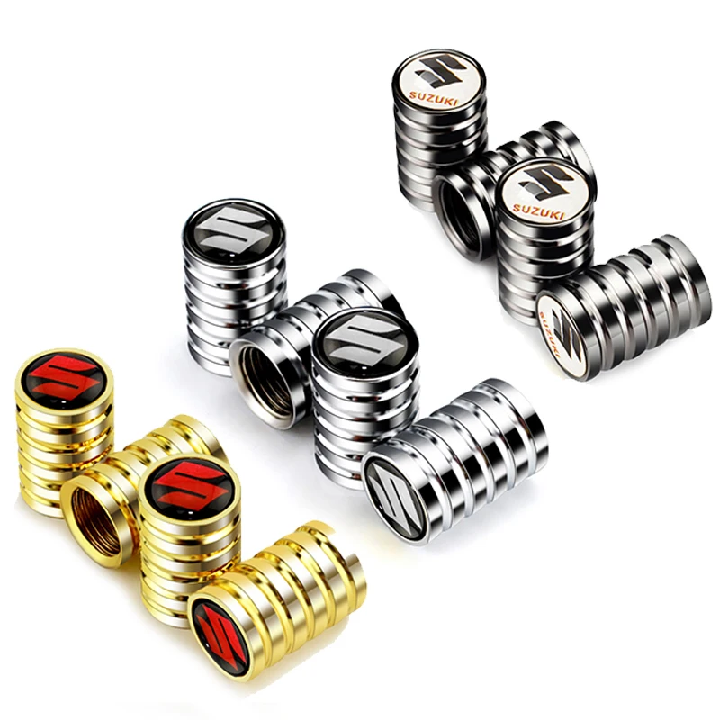 4 Tapas de Válvula de Neumático de Aleación para Coche con Emblema Suzuki, para Alivio, SX4, Samurai, Bandit, Swift, Jimny, GN125, GN250, Vitara, Alto