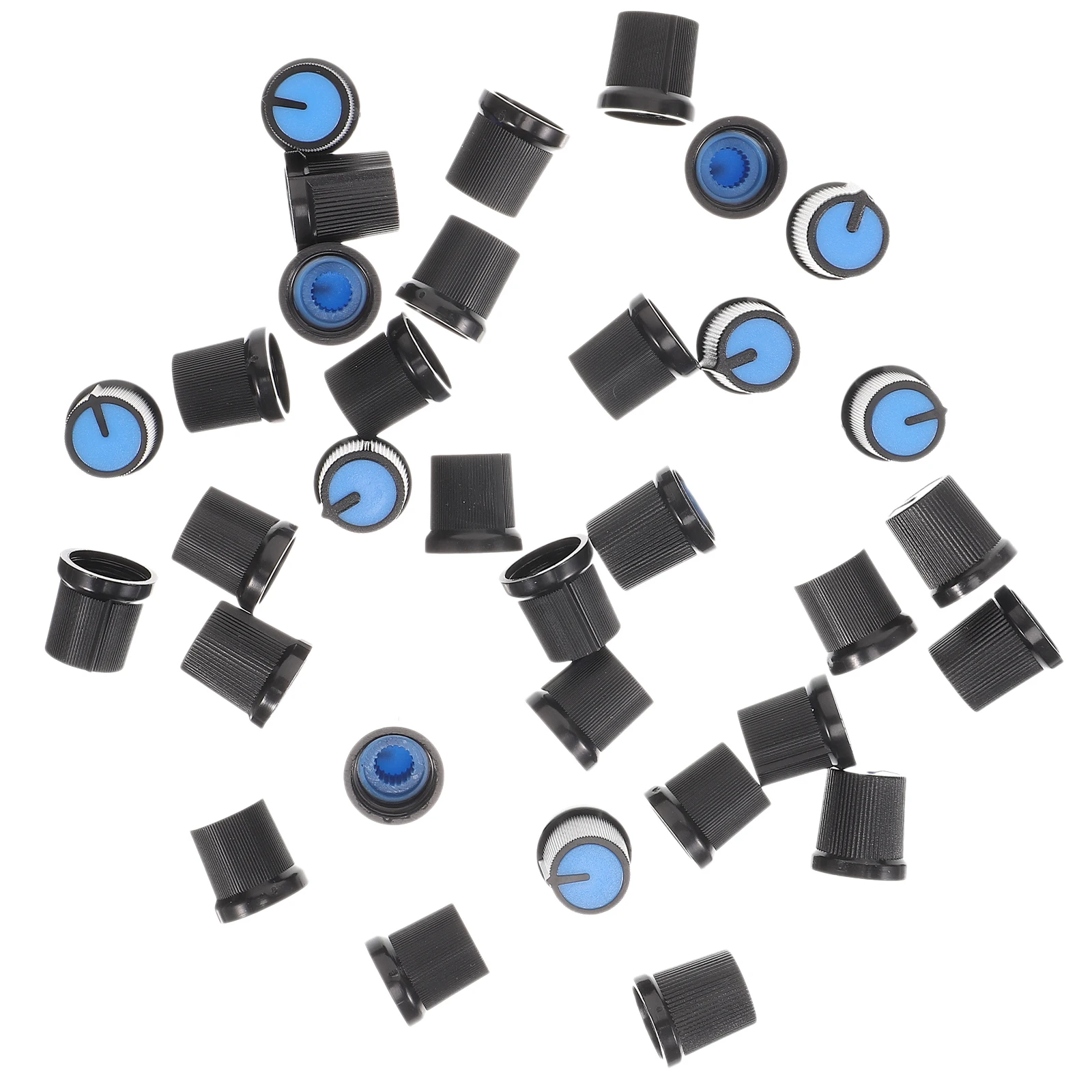

100 Pcs Guitar Knobs Black Potentiometer Cap Instrument Volume Bass Caps Blue Plastic