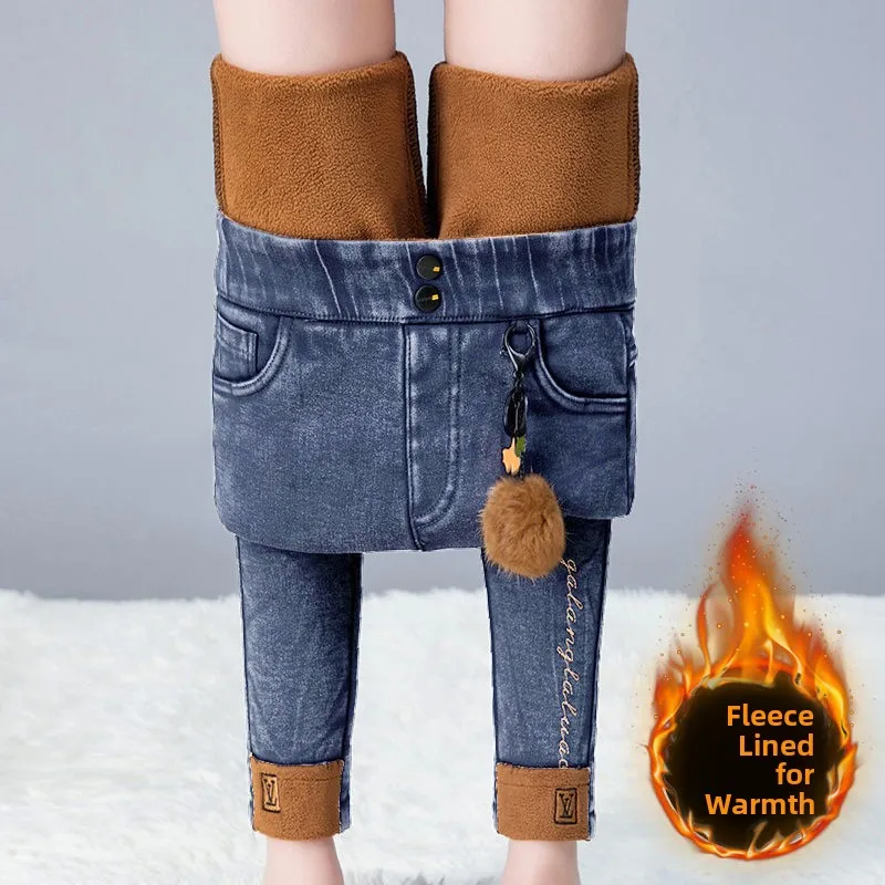 

Женские джинсы с высокой талией, облегающие брюки-карандаш, осенне-зимние, новые, модные, прямые, длинные брюки