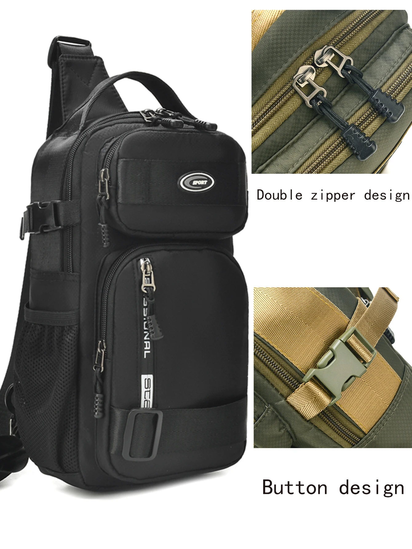 Wasserdichte Mehrtaschen-Umhängetasche für Herren Diebstahlsichere Brusttasche mit Port Casual Sportliche Crossbody-Tasche für Wandern Reisen Outdoor – Detail 4