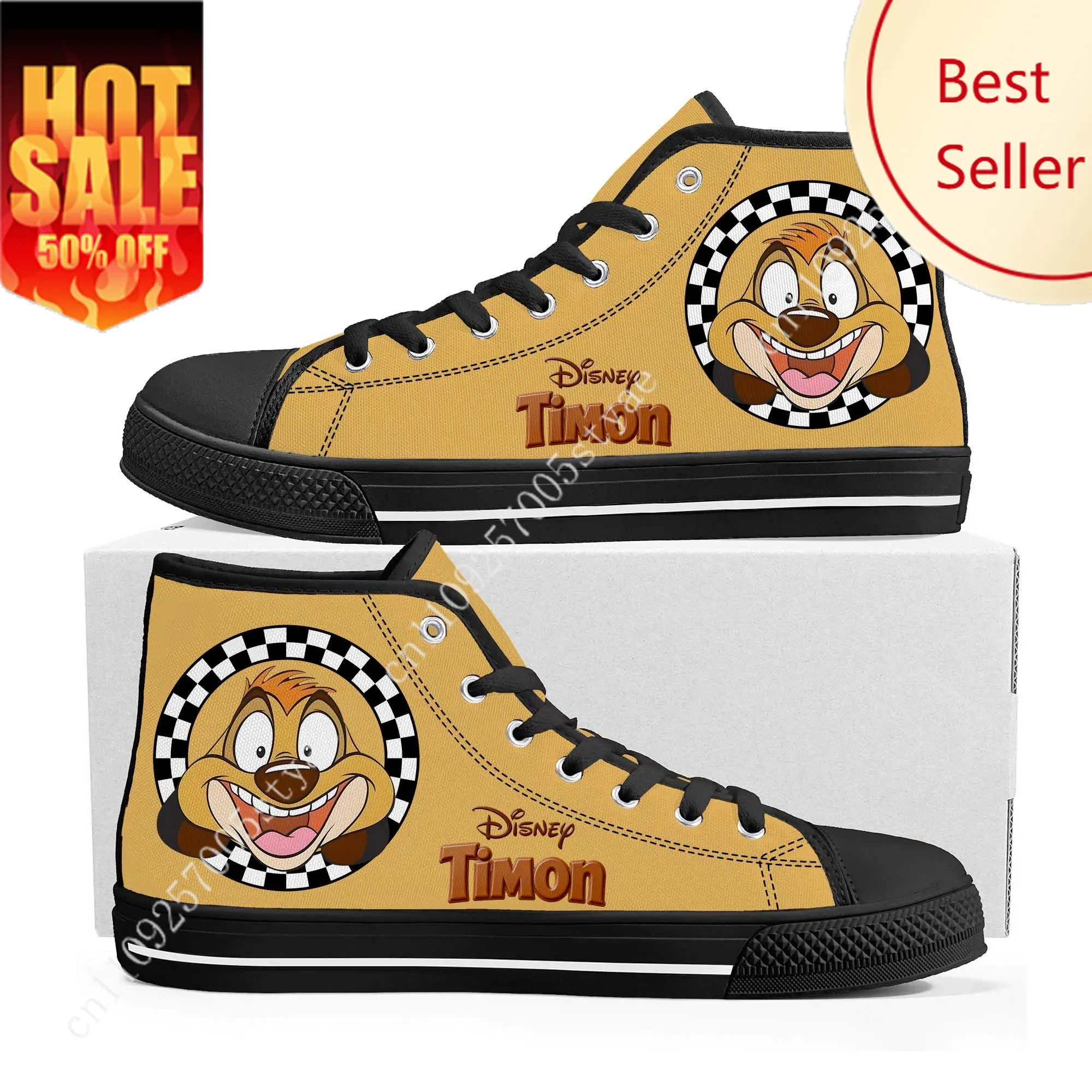 

Timon The Lion King High Top Sneakers Disney Cartoon Movie DIY Decorate Shoes Design Your Photo Party Holiday Gifts Custom Shoe
