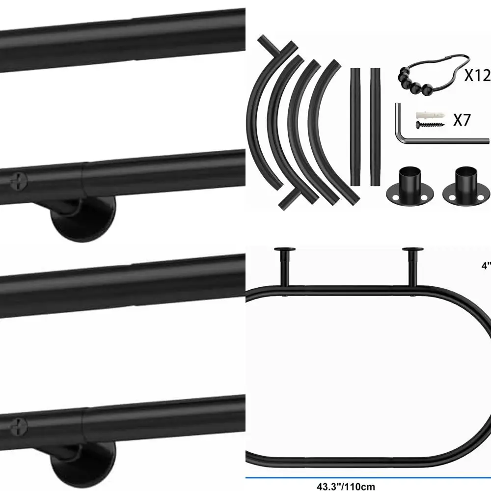 

Aluminum Oval Shower Rod, 43.3 x 25.5, Hoop Style for Clawfoot and Freestanding Tubs - Black