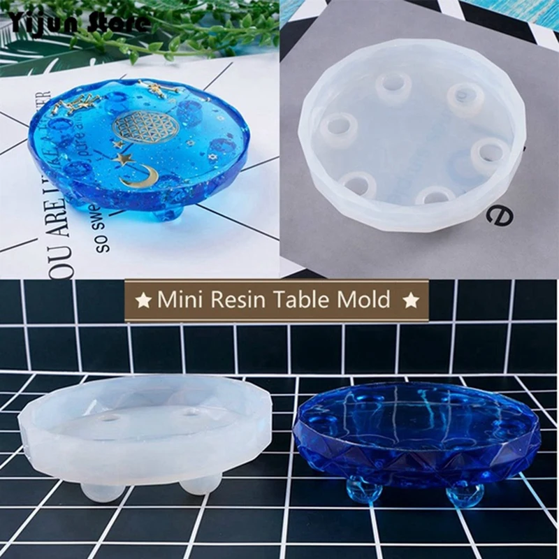 3X New Creative Mini Resin Table Mold Silicone Mold Epoxy Mold Exhibition Table Mold DIY Crafting Tools(Molds Only)