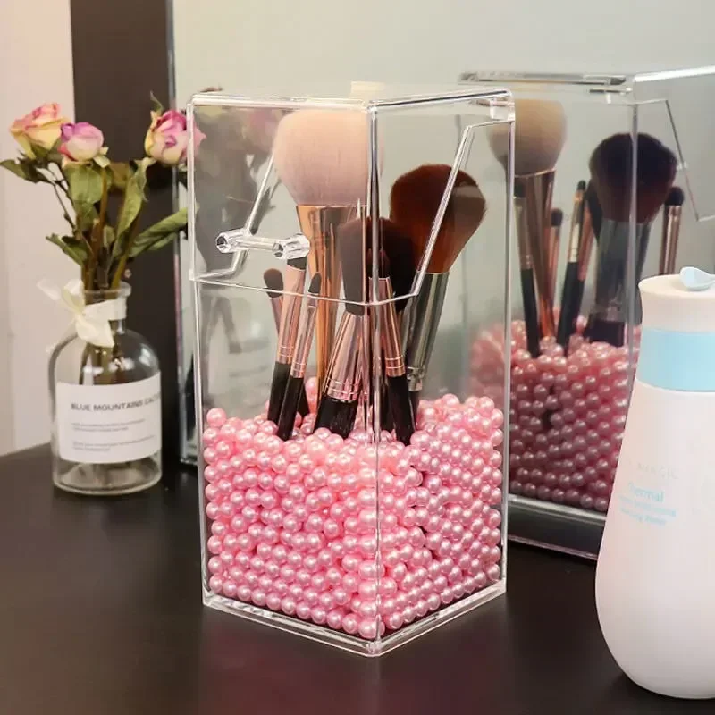 1PC Makeup Brushes Box Holder Transparent  Makeups Brush Holder Makeup Organizer Pencil Lipstick Desk Container Table Makeup Box