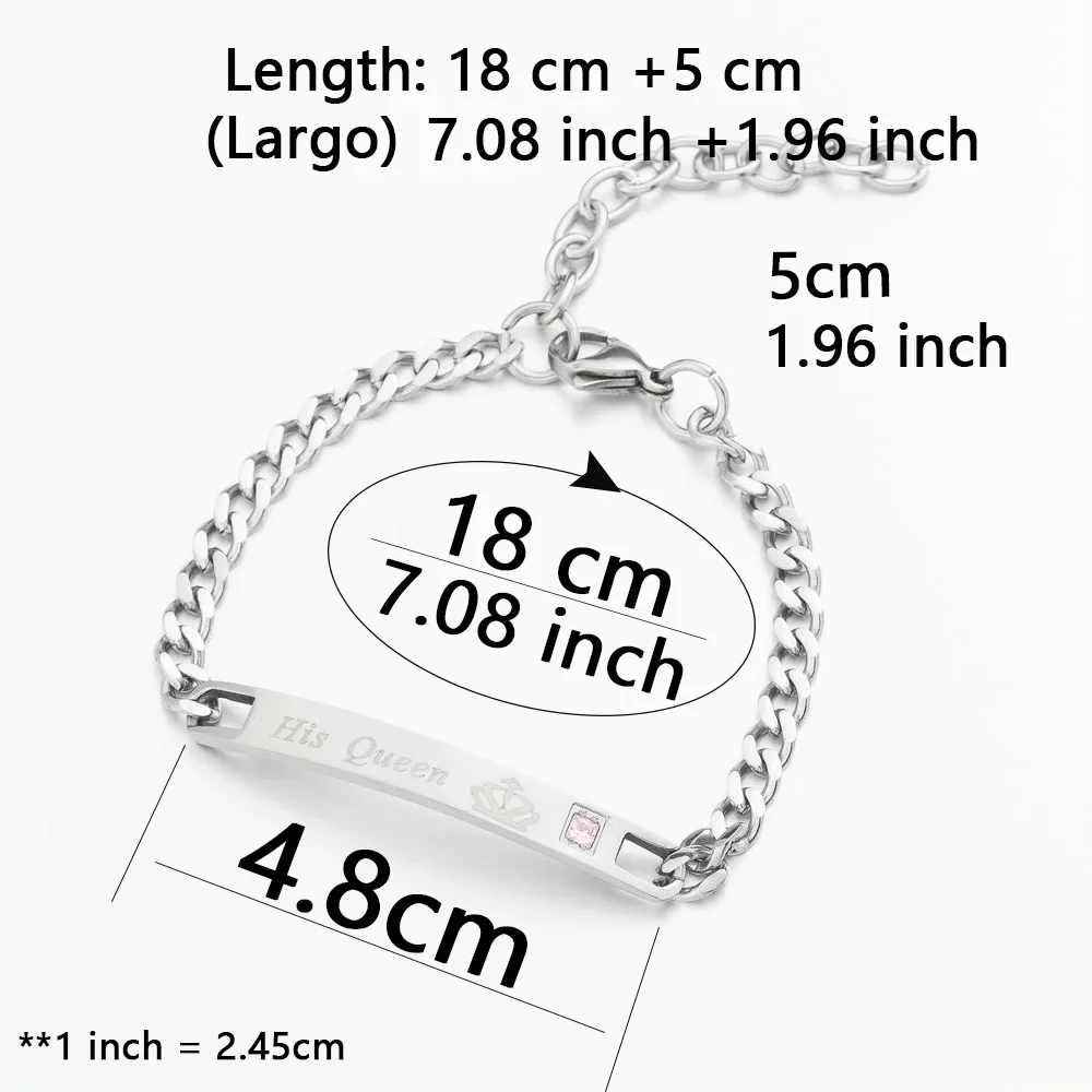 King Queen Matching Stainless Steel Metal Pairs Couple Bracelet Women Men Gift Jewelry Valentine\'s Day Wholesale Supply