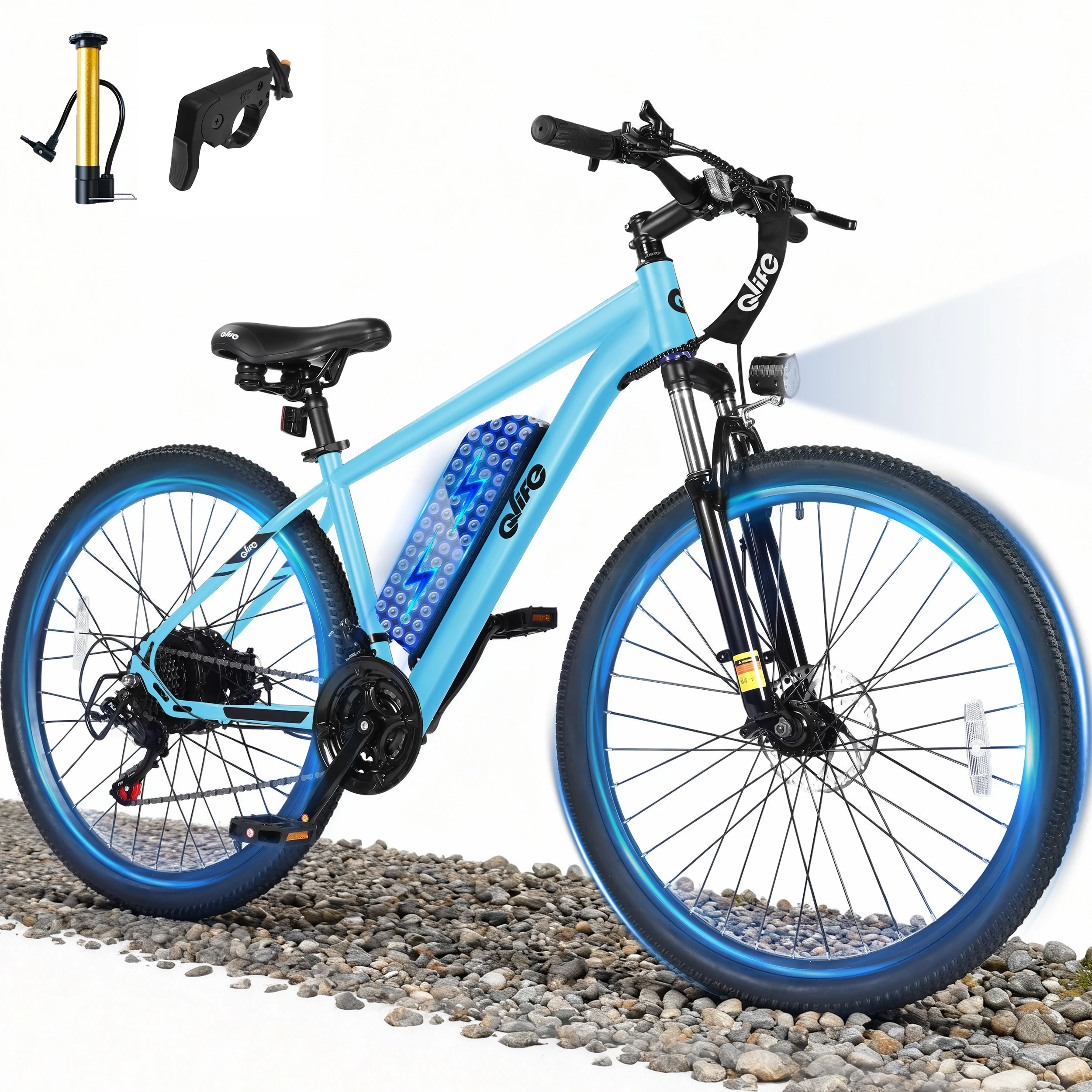 Qlife Race Electric Bike for Adults, Peak 1000W 48V 375Wh Removable Battery,  26" Tire Electric Mountain Bike, 21-Speed Off-road Electric Bicycle, 25MPH 40 Miles image 6