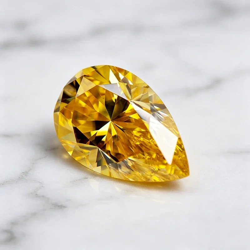 Moissanit-Stein Birnenförmiger Schliff Zitronengelb Charms Edelstein für DIY-Schmuckherstellung Materialien Besteht Diamanttester mit Zertifikat – Detail 3