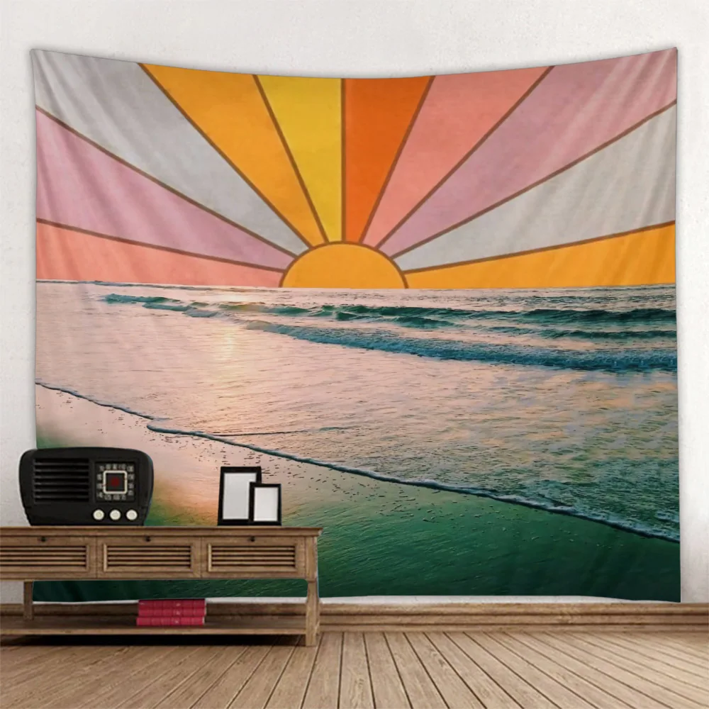 

Sea Sunrise Tapestry, Sun Wall Hanging, Home Decoration Tapestry, Room Aesthetics, Living Room and Bedroom Hanging Paintings