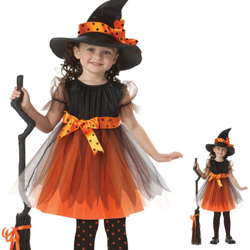 Children\'s Role-playing Witch Costumes Baby Girls Halloween Costumes Cosplay Costumes Kids Dress Performance Costumes