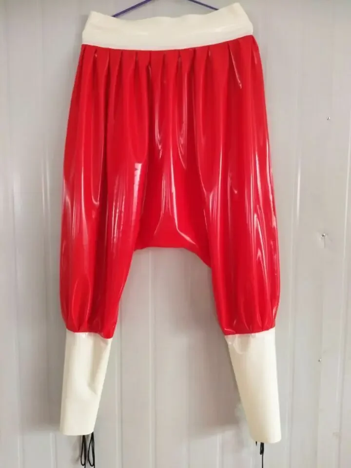 

Latex Rubber Red Hand Made CosplayTrousers 0.45mm Hose Fashion Pants Masquerade ball