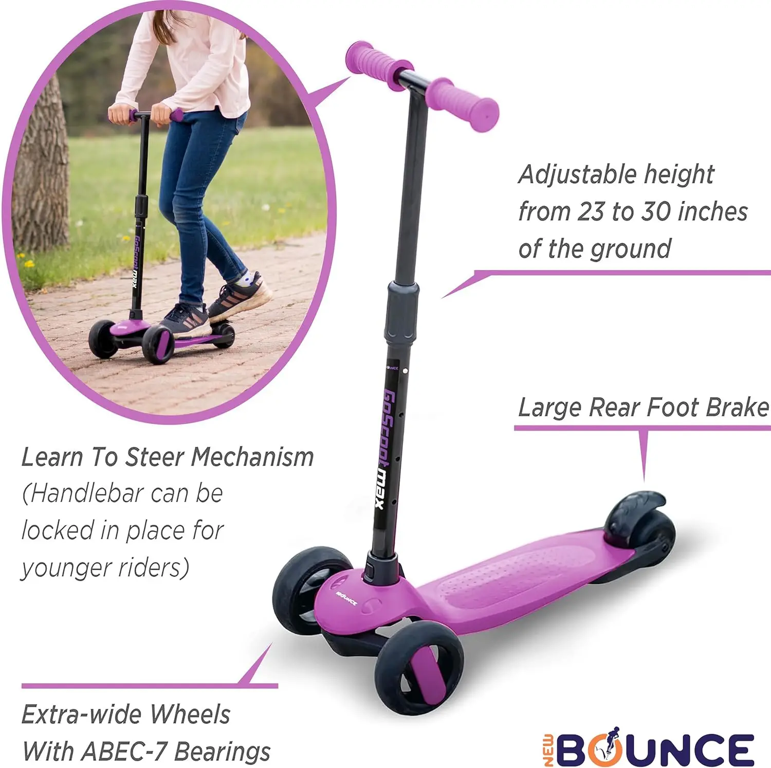 Trottinettes pour tout-petits – Trottinette à 3 roues pour enfants avec guidon réglable – Le GoScoot MAX est parfait pour les enfants et les tout-petits