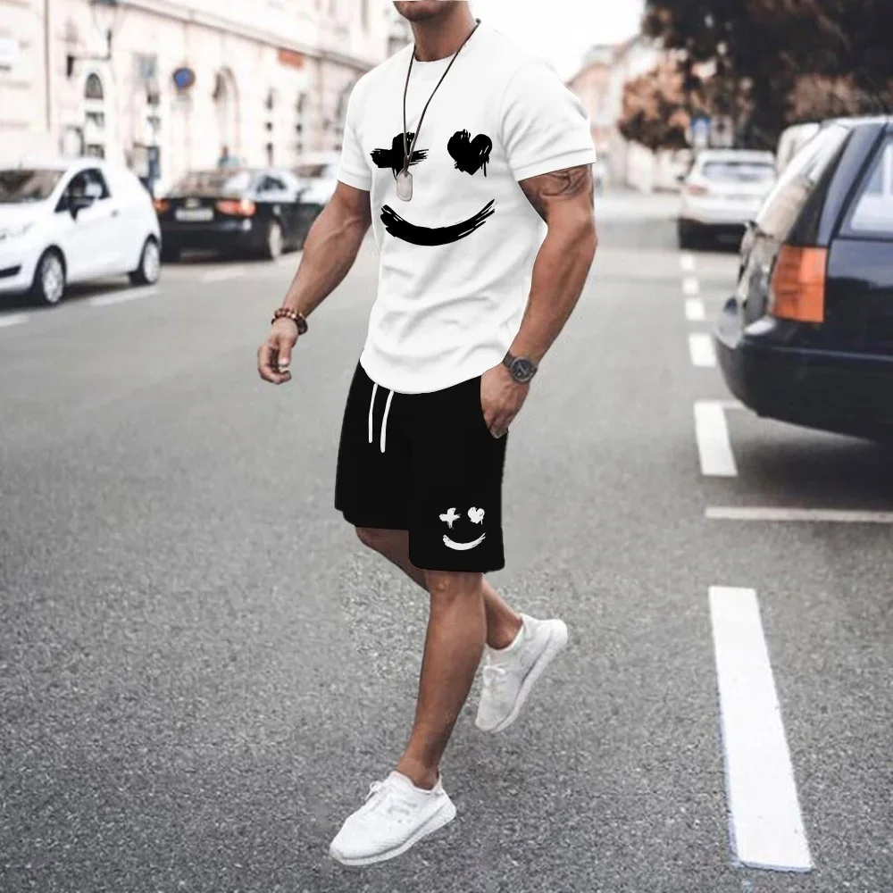 

Summer Breathable Sports Suit Men's Loose Shorts Quick Dry T-Shirt Casual Street Shooting Four Pants Bear Letter Print Suit