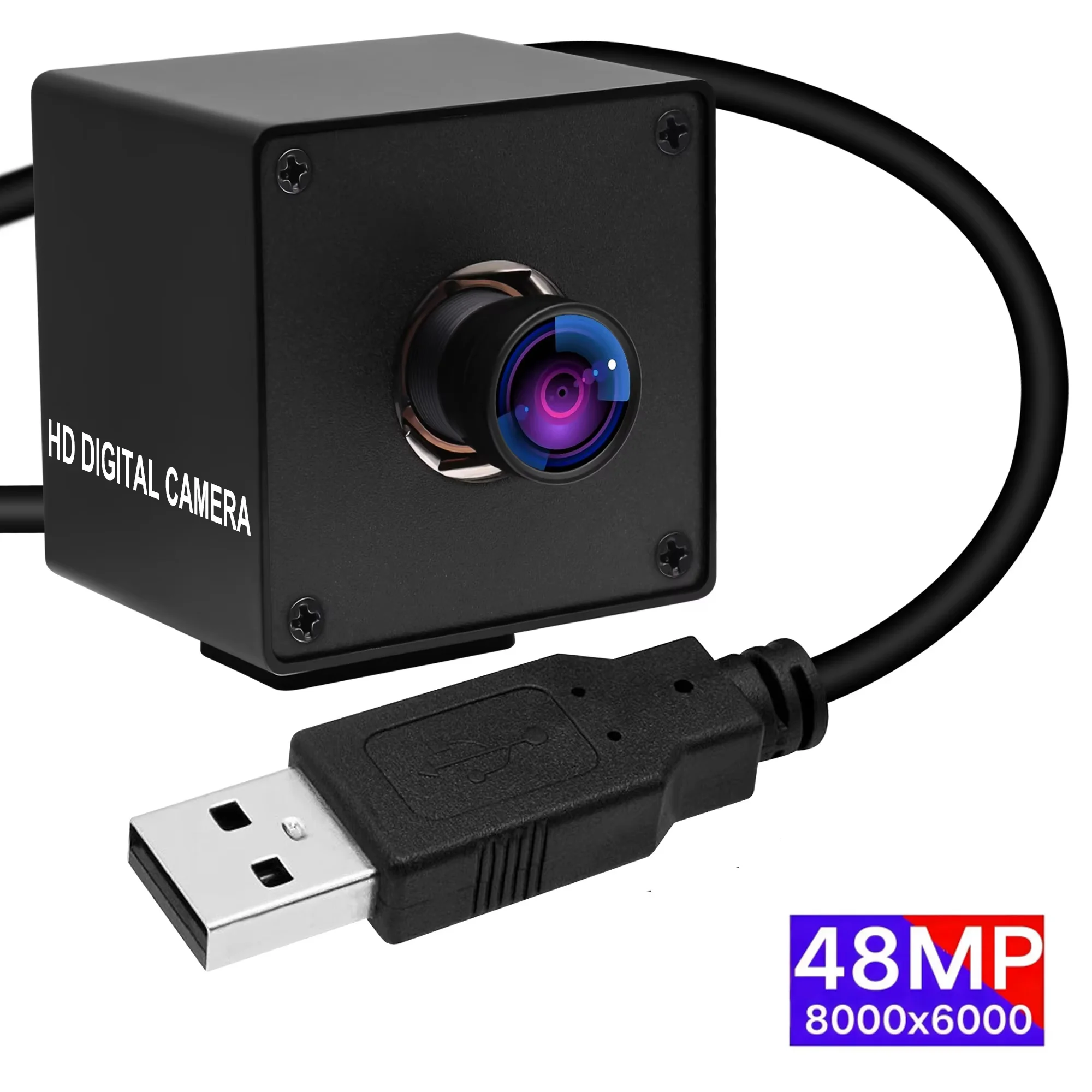 ELP มุมกว้างกล้อง USB พร้อมเลนส์ Fisheye 4K 48MP Ultra HD IMX586 UVC เว็บแคม 8000*6000 คอมพิวเตอร์กล้องอุตสาหกรรม