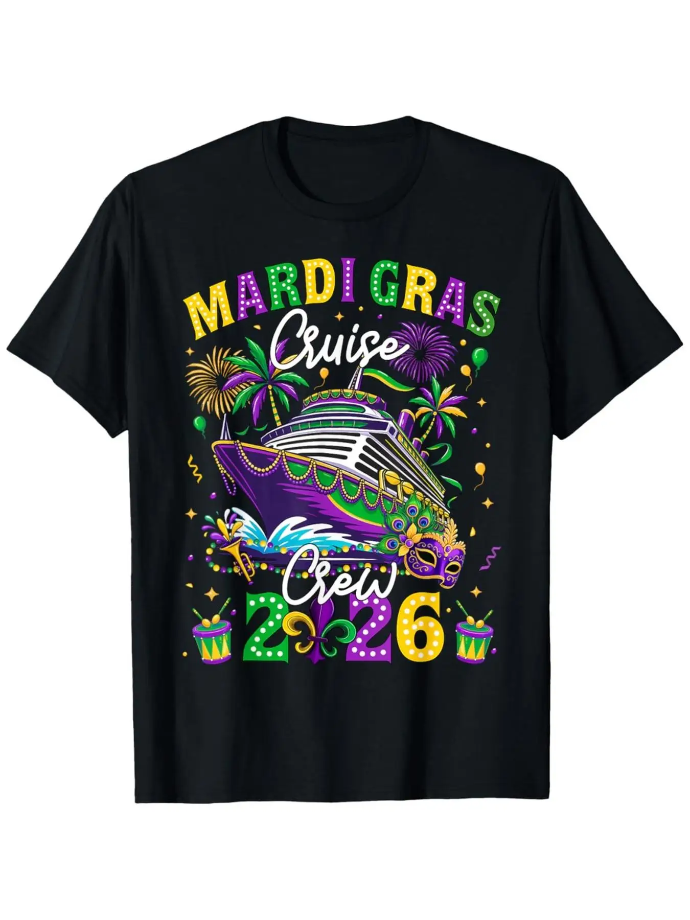 Mardi Gras Cruise Crew 2026 Trip New Orleans Family Matching T-Shirt, Comfort Fit Men'S Tee, Crew Neck Tee, Ultra-Soft, Breathab