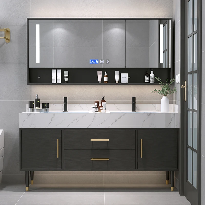 Washbasin Bathroom Combination Simple Bathroom Cabinet Household Toilet Furniture Solidbathroom Modern Vanity With Sink 24