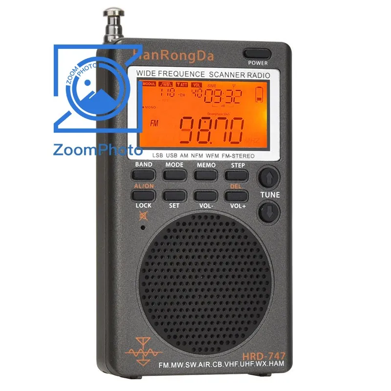 

HRD-747 Portable Radio Full Band Radio with Digital Display Supports FM MW SW AIR CB VHF UHF WX HAM