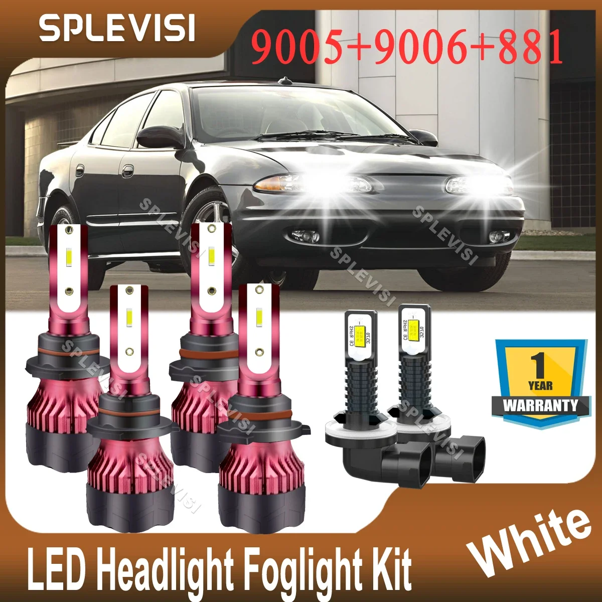 LED Headlight High Low Beam 9005 9006 Foglight 881 Combo White 6000K For Oldsmobile Alero 1999 2000 2001 2002 2003 2004 9v-36v