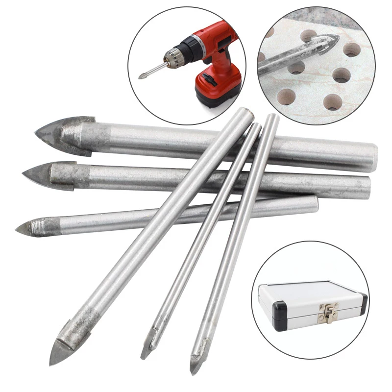 6 Buah 3-10Mm Bor Kaca Gergaji Lubang Bulat Shank Set Bor Segitiga untuk Bahan Keramik Keras Rapuh Pegangan Bulat