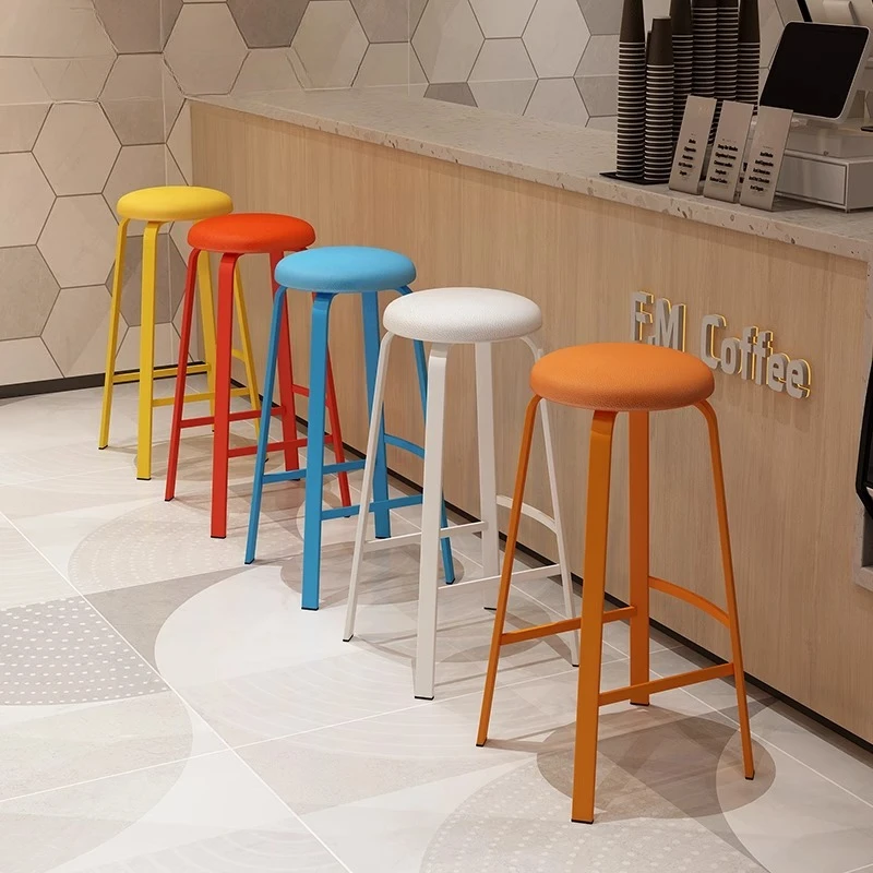 

Современный минималистичный круглый барный стул, штабелируемый стул высоты для кухонного острова, мебель для дома, чай с молоком, напиток, кафе, стойки