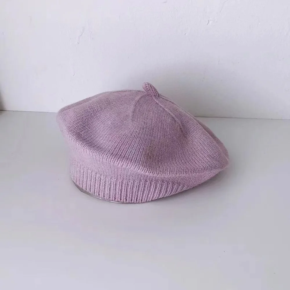 

Fashion Knitted Kids Berets Solid Color Round Baby Beret Hat Princess Cap Boys Girls