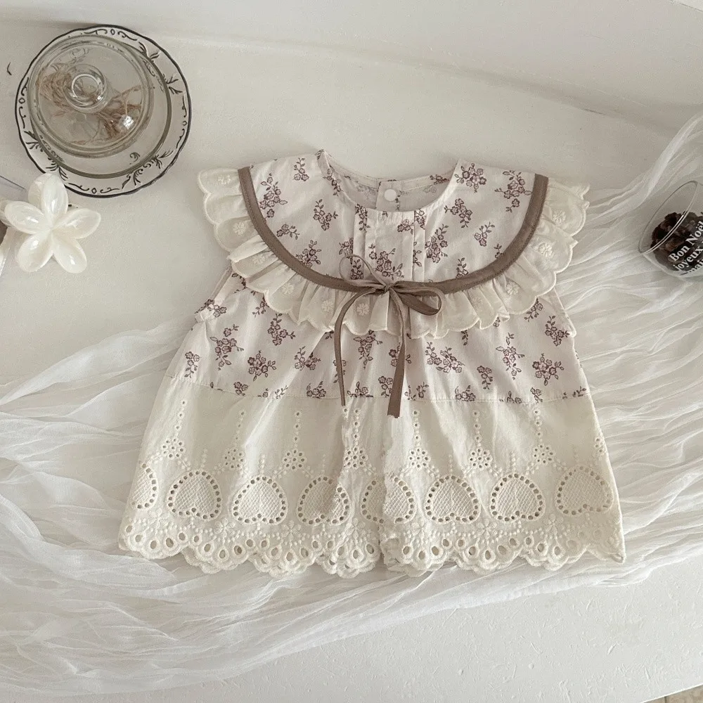 MILANCEL Summer Baby Shirt 6-24M Sweet Flower Girls Blouse Hollow Heart Loose Thin Toddler T-shirt Korean Infant Clothes