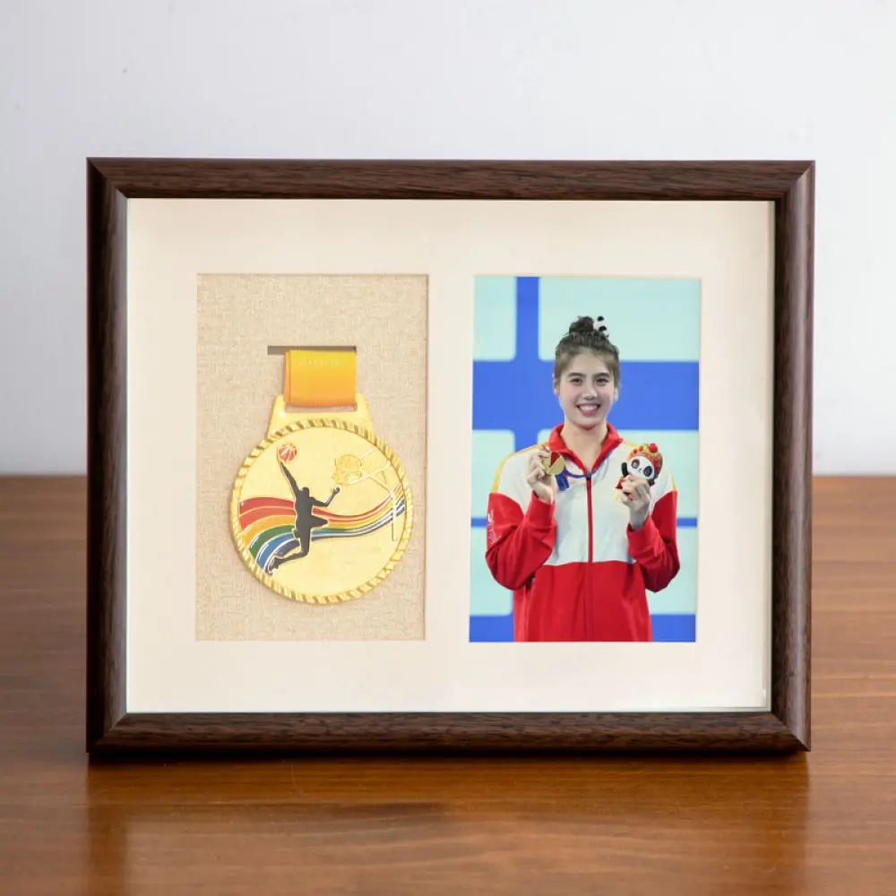 Handmade Wooden Shadow Box For Medal Display Marathon Sports Awards Medal Organizer Frame Wall Mounted Desktop Decor