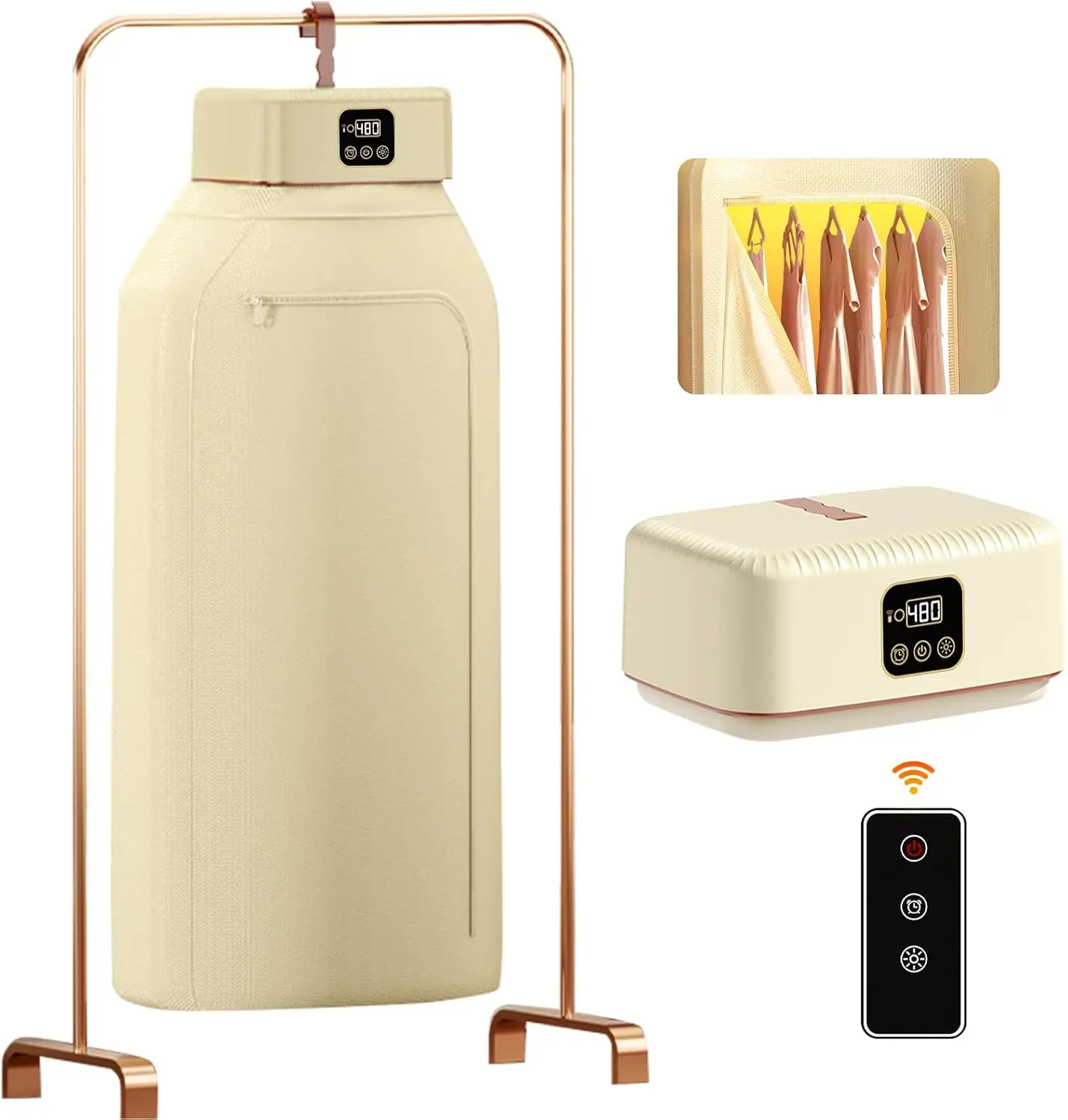 

Portable Mini Electric Clothes Dryer, 9-12 Items, 8H Timer, Remote Control, Foldable, Low Noise, Energy Saving