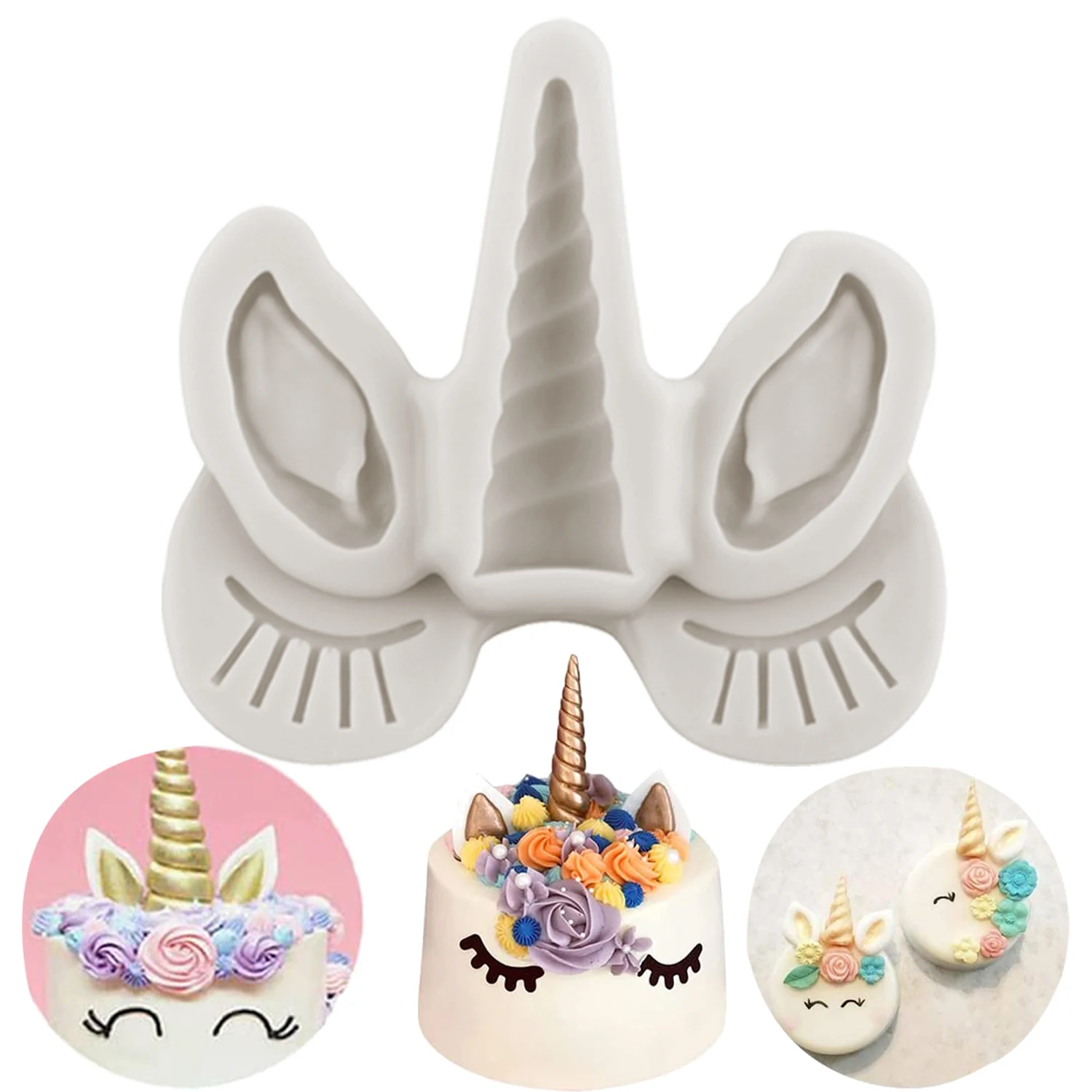 Unicorn Horn Ear Eye Silicone Mold Baby Birthday Cake Decorating Tools Cupcake Topper Fondant Molds Candy Clay Chocolate Moulds