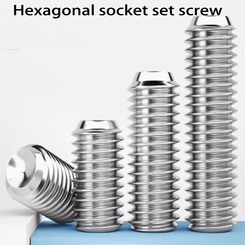 Stainless Steel Hexagon Socket Set Screw M3-M16 Headless Screw Machine with Concave End Cup Tail Kimi Top Screw