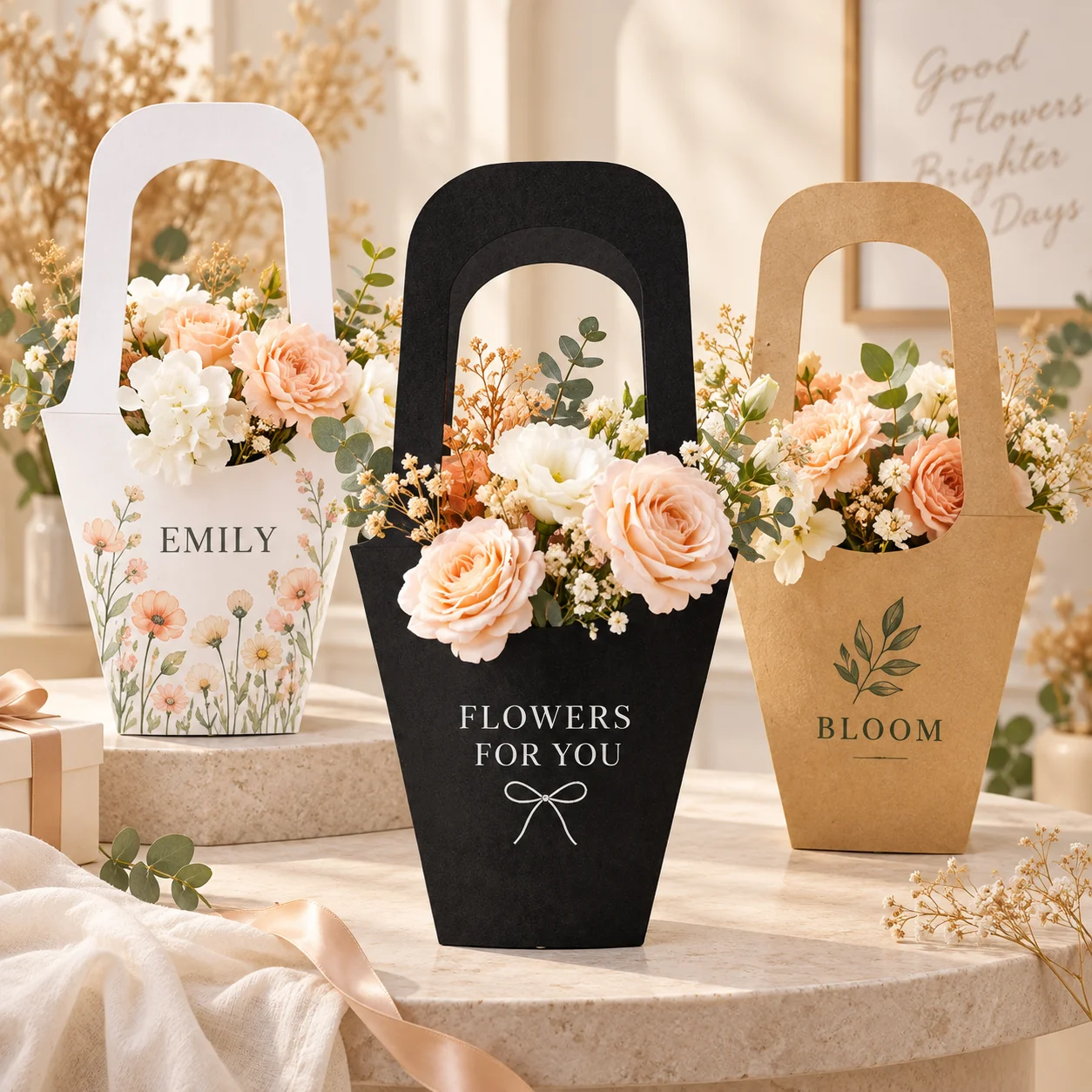 Flower Wrap Kraft - Personalizowana torba na kwiaty z papieru