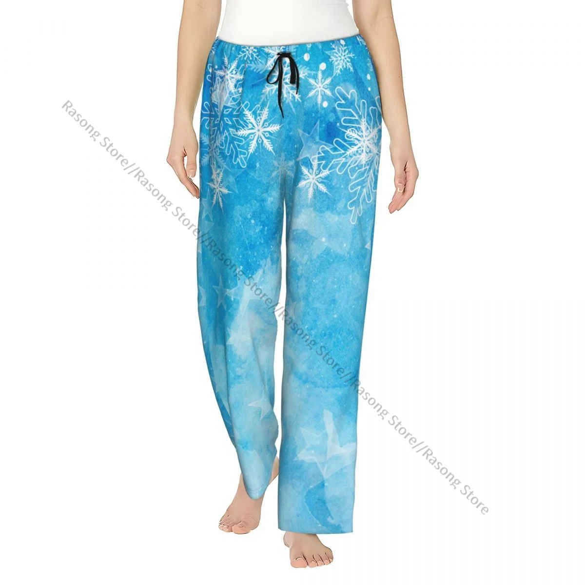 

Теплые женские пижамные штаны, рождественские снежинки, звезды, фланелевые штаны для сна, мягкая флисовая одежда для дома