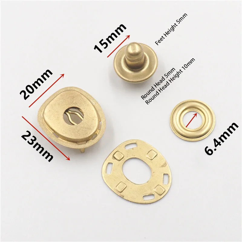 2sets 20x23mm Brass Snap Buttons 6 Colors Snap Fasteners for Sewing Leather Craft Clothes Jeans Bag Handmade DIY Accessories