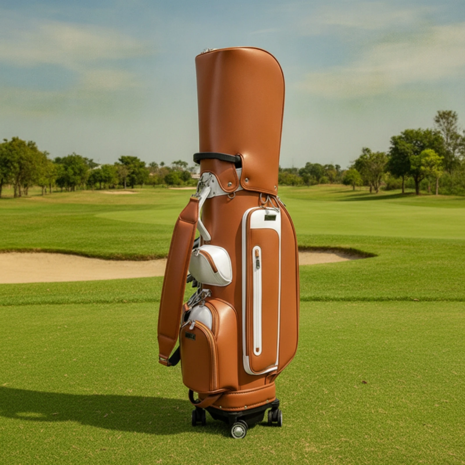 Golf Bag with Retractable Handle Portable Golf Cart Bag with Wheels Heavy-Duty Long-Lasting for Golfers