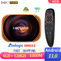 HK1 RBOX X4 Android 11 Amlogic S905X4 TV Box 2.4&5G WiFi 4G 128G 64G BT 4K 8K 3D 1000M Fast TV Receiver Media Player Set Top Box