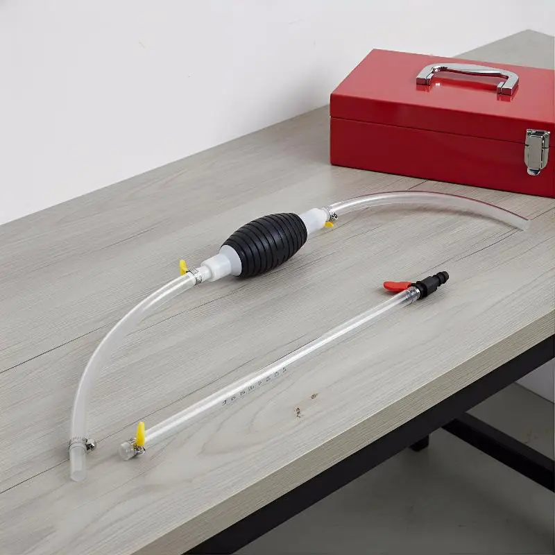 【CR】3FT Hand Manual Liquid Oil Petrol Water Fuel Transfer Pump Siphon Pipe Hose Tool for Outdoor Emergency and Aquarium