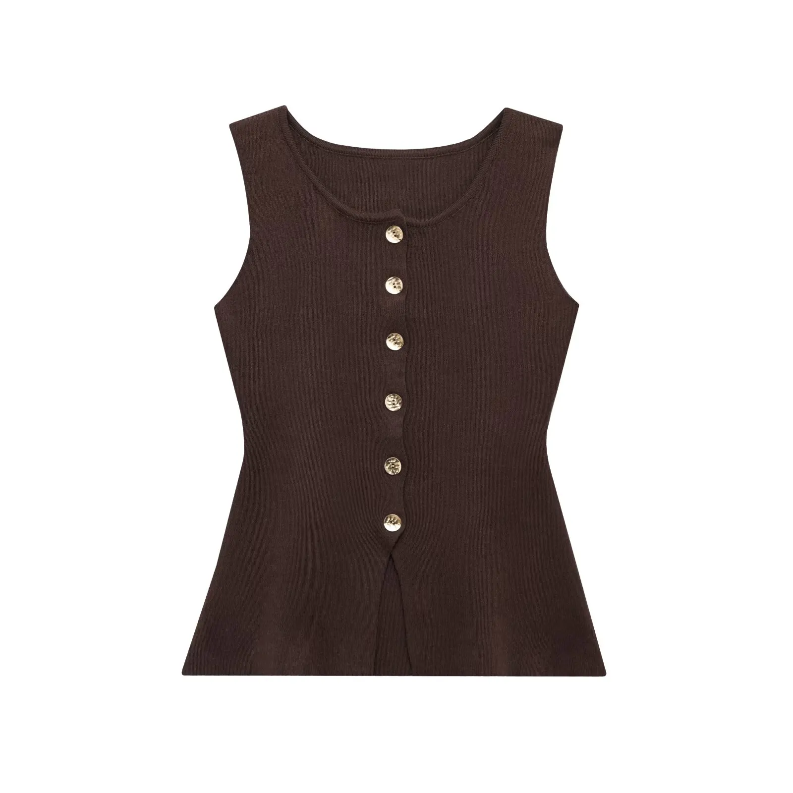 

Faionable золотой пуговицы плоский вязаный жилет JNLEAOG весенний новый женский дизайн облегающая верхняя одежда из полиэфирного волокна цельная