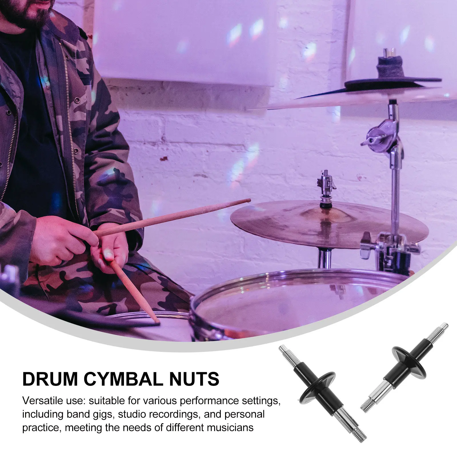 

2 Plastic Cymbal Holders Mounts Drum Set Bass Kit Accessories Replacement Parts Mounting Bracket Alloy Hardware