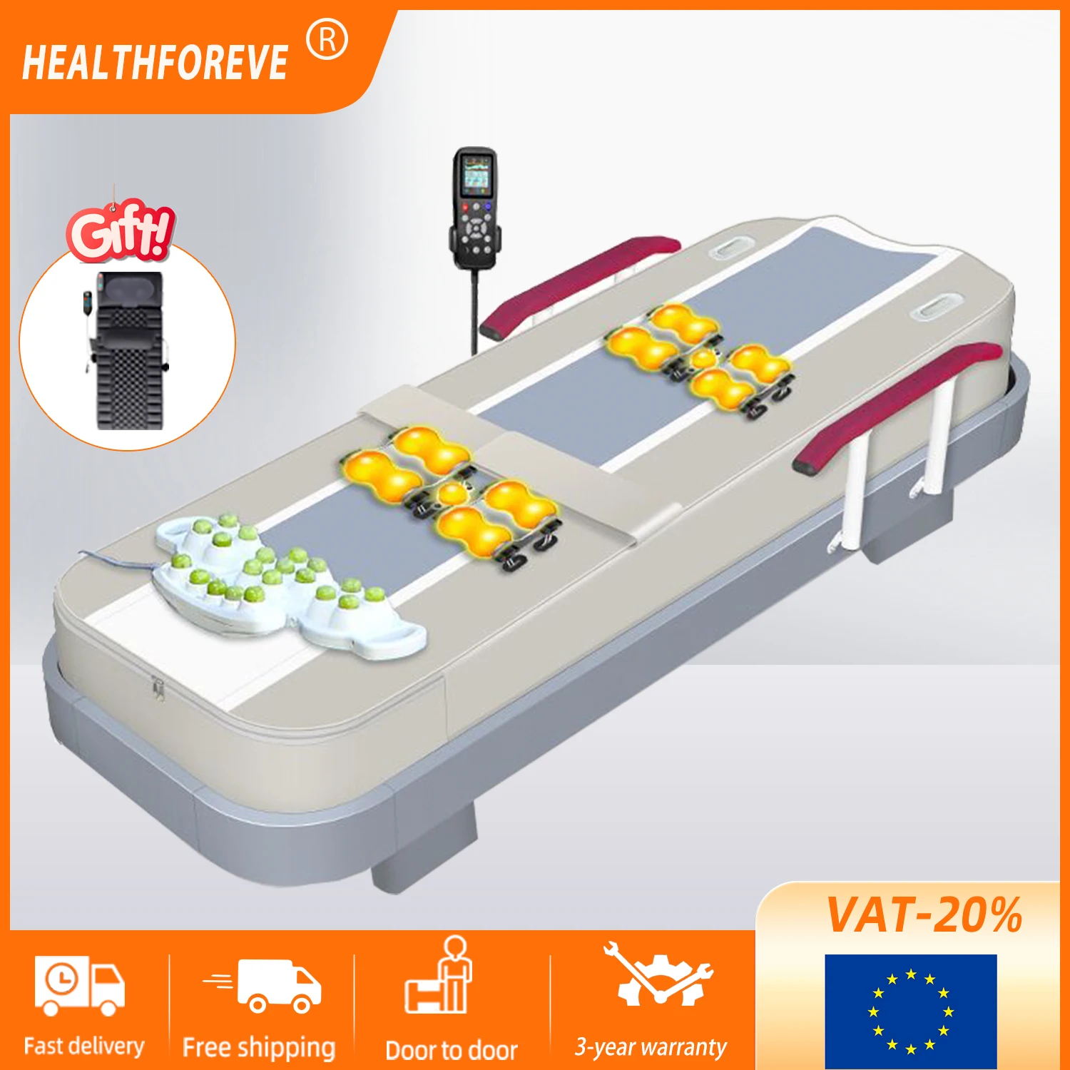 

massage bed electric 2024 new 3D Electric jade stone full body massage table thermal jade roller massage bed Whole body acupress